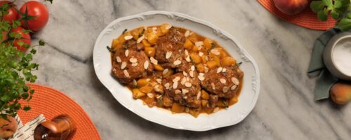 Sobrecoxa de Frango Assada com Pêssego
