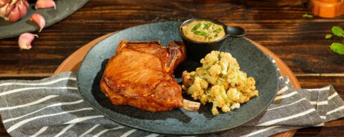 Salada de Couve Flor com Prime Rib Suíno