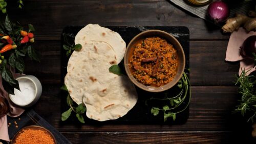 Lentilha com Bacon e Chapati