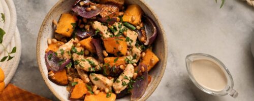 Salada de Frango Orgânico com Abóbora e Tahine