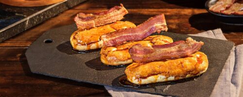 Bomba de Creme com Bacon Crocante