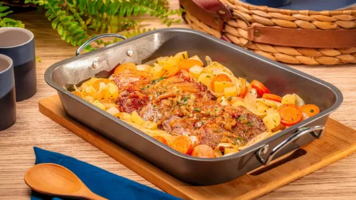 Contrafilé no Forno com Legumes