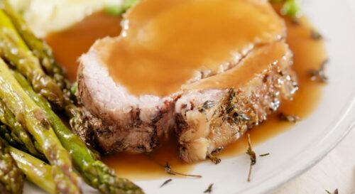 Copa Lombo Recheada Seara Gourmet, Arroz com Açafrão e Aspargos Salteados na Manteiga