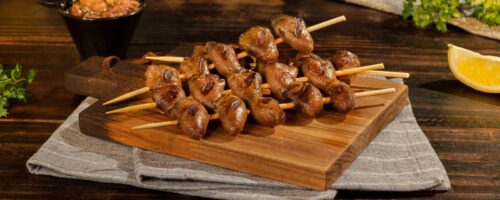 Coração de Frango com Vinagrete de Berinjela