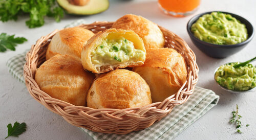 Pão de queijo recheado com guacamole