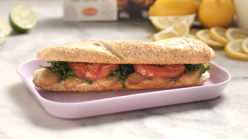 Sanduíche Artesanal com Isca de Peixe Vegetal