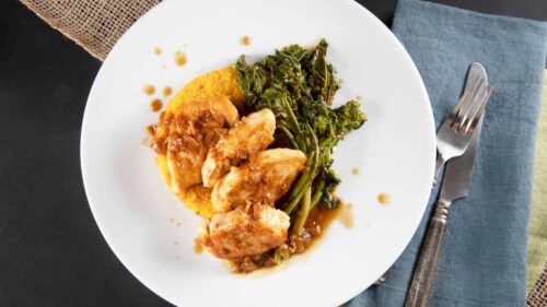 Polenta com Frango e Brócolis