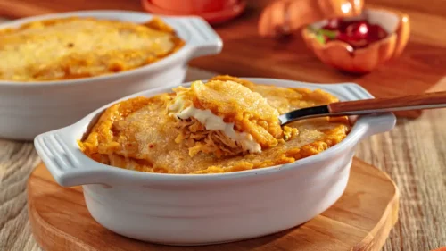 Escondidinho de abóbora com frango na airfryer