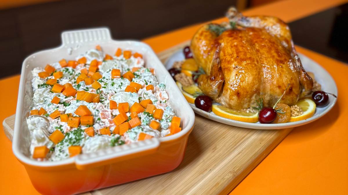 Fiesta Seara com Salada de Batatas Colorida e Cremosa