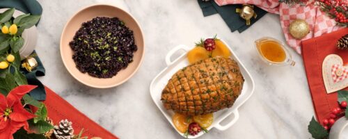 Ave de Natal com Molho de Damasco e Arroz Negro
