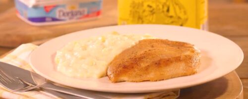 Filé de frango na airfryer com creme de milho