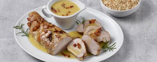 Filé Mignon Suíno ao Molho de Laranja e Bacon