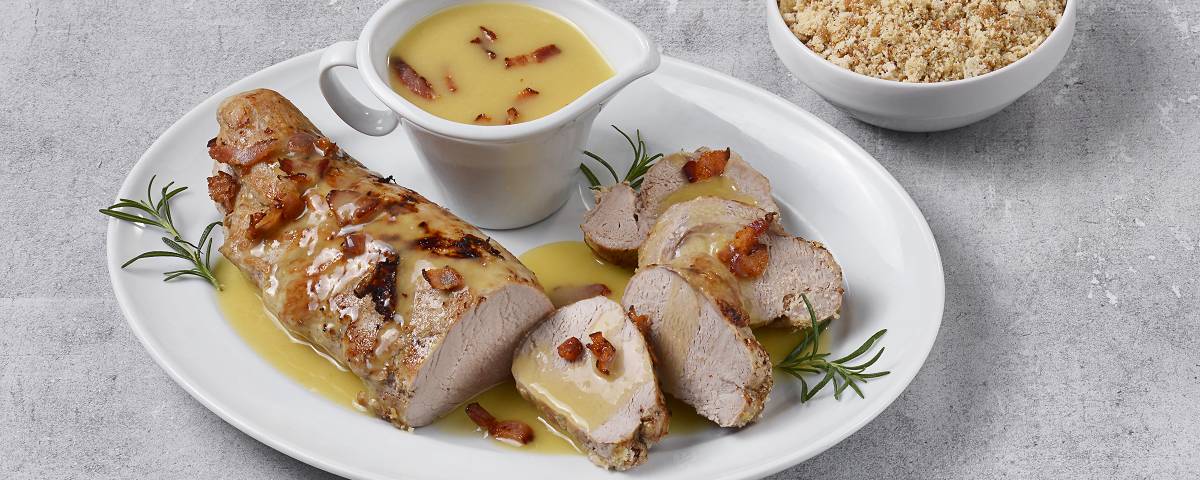 Filé Mignon Suíno ao Molho de Laranja e Bacon