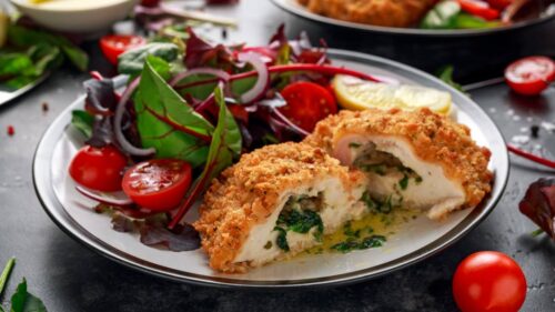 Frango à Kiev com Ratatouille de Legumes