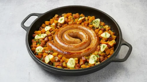 Linguiça de Frango com Abóbora, Bacon e Mussarela Defumada