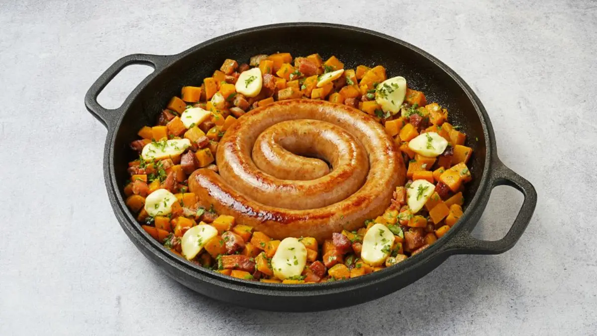 Linguiça de Frango com Abóbora, Bacon e Mussarela Defumada