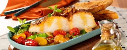 Lombo de Bacalhau com Cebolas Caramelizadas