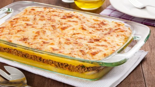 Torta Madalena de Patinho com Mandioquinha
