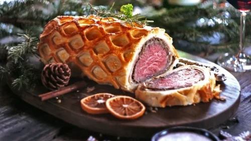 O que acompanha bife wellington?