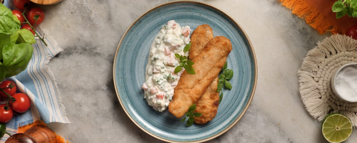 Peixe à Milanesa com Vinagrete