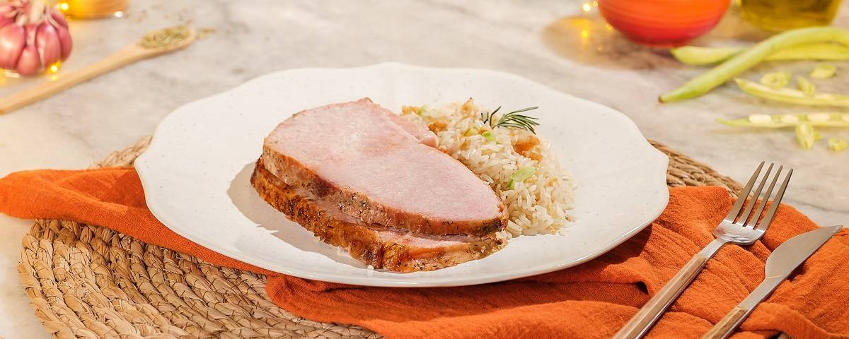 Pernil com Arroz de Vegetais e Limão