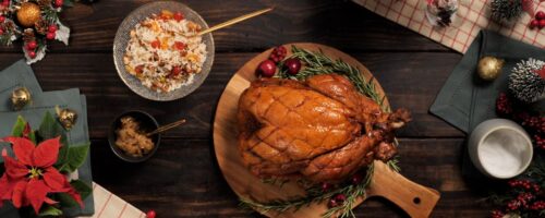 Peru Assado Defumado com Arroz de Natal