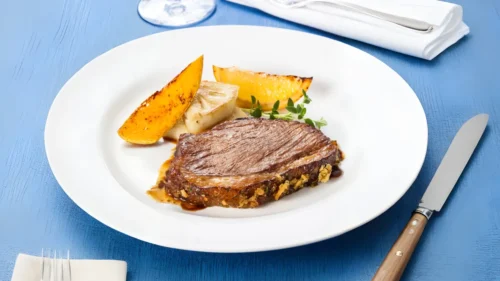 Picanha Assada com Frutas Grelhadas