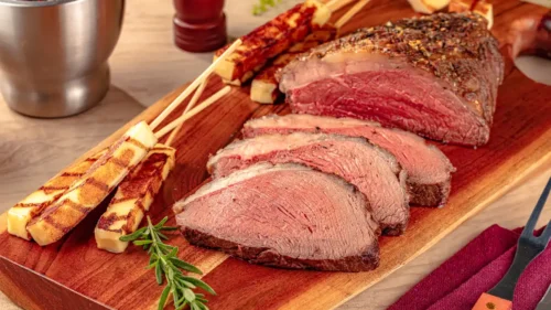 Picanha na brasa com queijo coalho