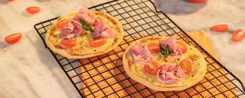 Pizza de Presunto com Massa de Pastel