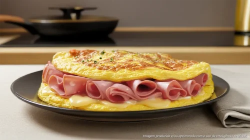 Omelete recheada com mortadela e queijo