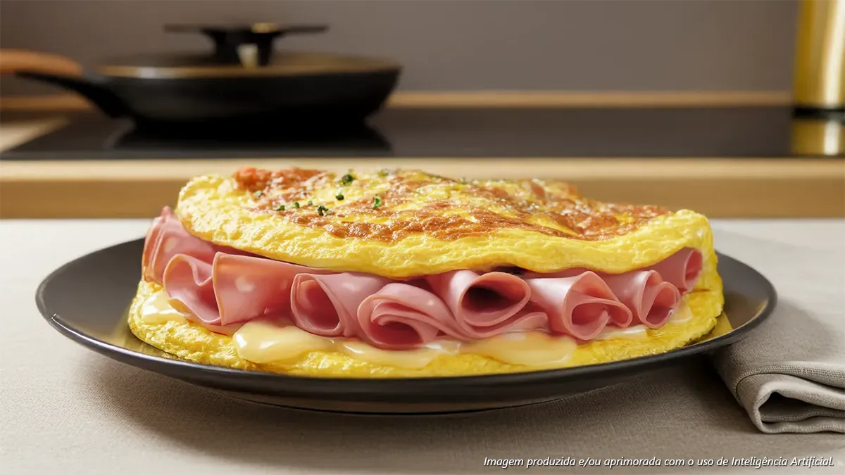 Omelete recheada com mortadela e queijo