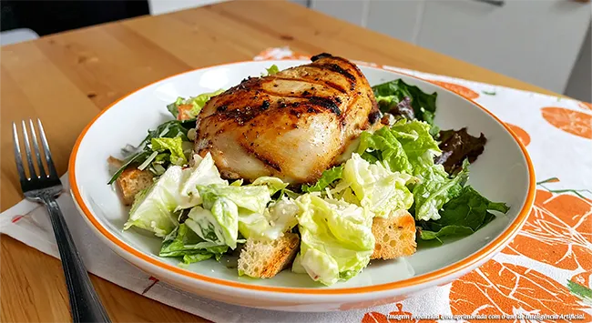 Peito de Frango com Salada Caesar