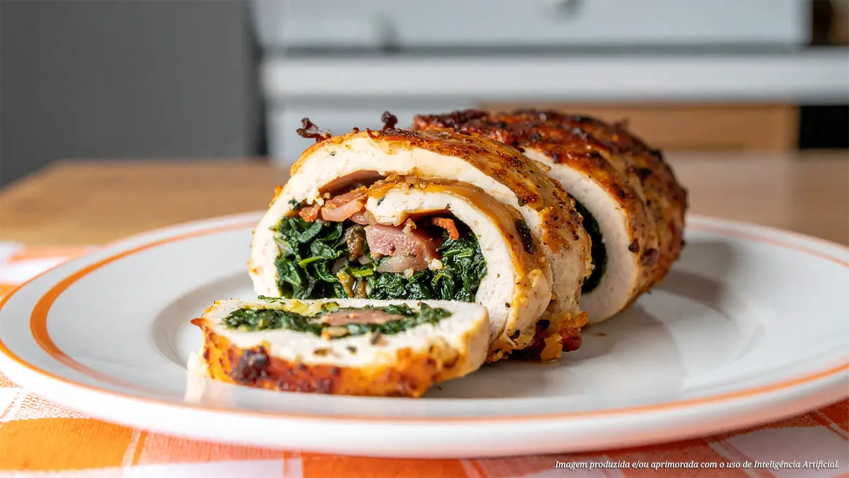 Roulade de Frango com Espinafre