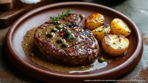 Filé mignon com molho de alcaparras