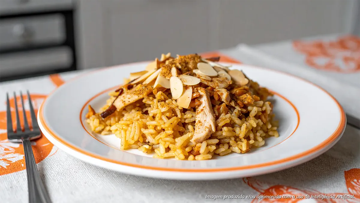 Arroz com Frango e Amêndoas