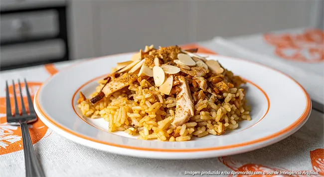 Arroz com Frango e Amêndoas