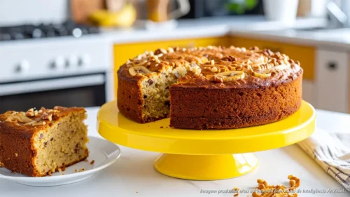 Bolo de Banana com Nozes Crocantes