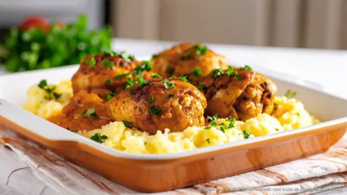 Coxa e Sobrecoxa com Mandioquinha