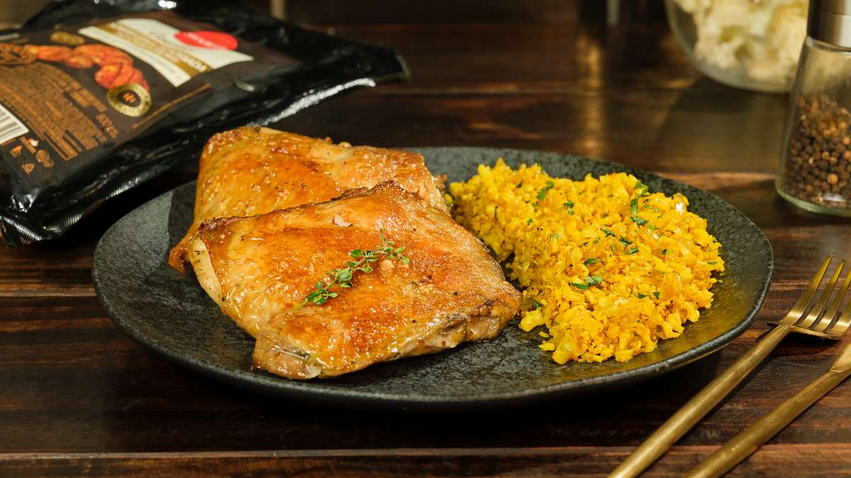 Sobrecoxa com Arroz de Couve-Flor