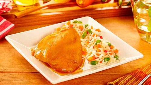 Sobrecoxa de Frango Assada e Arroz à Grega