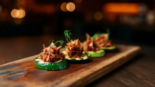Tartine de Abobrinha com Carne Seca Acebolada