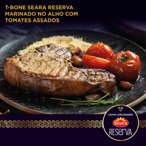T-Bone Seara Reserva Marinado no Alho com Tenesse Acompanhado de Tomates Assados
