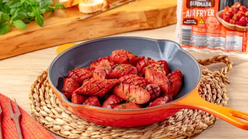 Tira gosto de salsicha caramelizada
