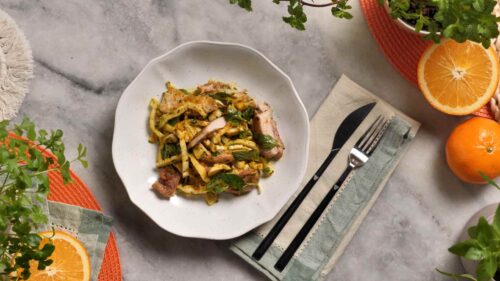 Salada de Frango Orgânico com Açafrão e Erva-Doce